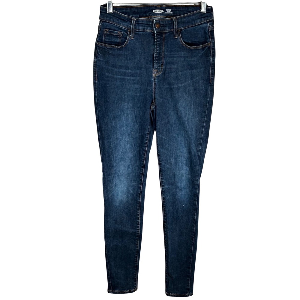 Old Navy Rockstar Super Skinny High Rise Built-In Sculpt Jeans Dark Wash 8 Tall
